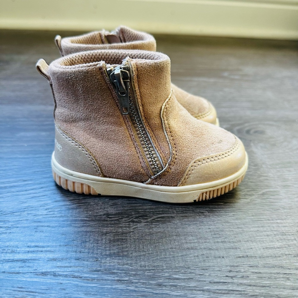 Stride Rite Tan Kids Boots with Side Zipper
